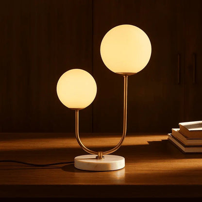 Giorgia Elegant Marble Lamp | Frosted Glass Bulbs & Corded Lamp