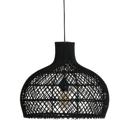 Rattan Pendant Light - Black Maze Hanging Lamp, Small
