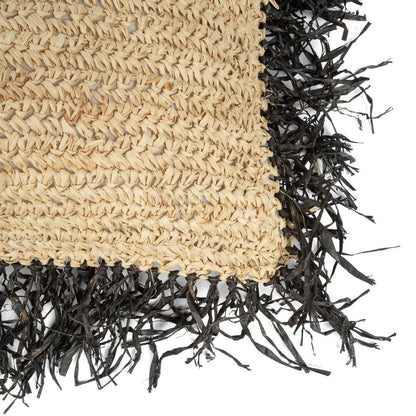 La Funda De Cojín De Rafia - Natural Negro - 60x60