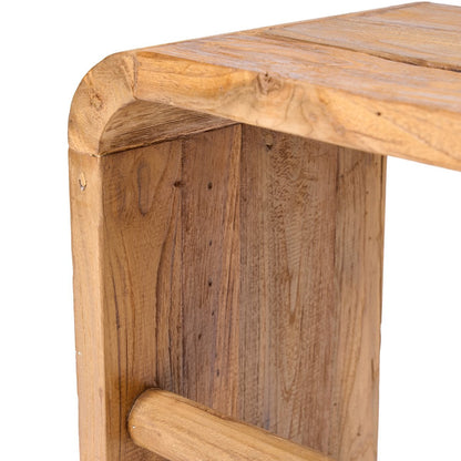 Teak Side Table - Natural Arc Accent Table for Living Room