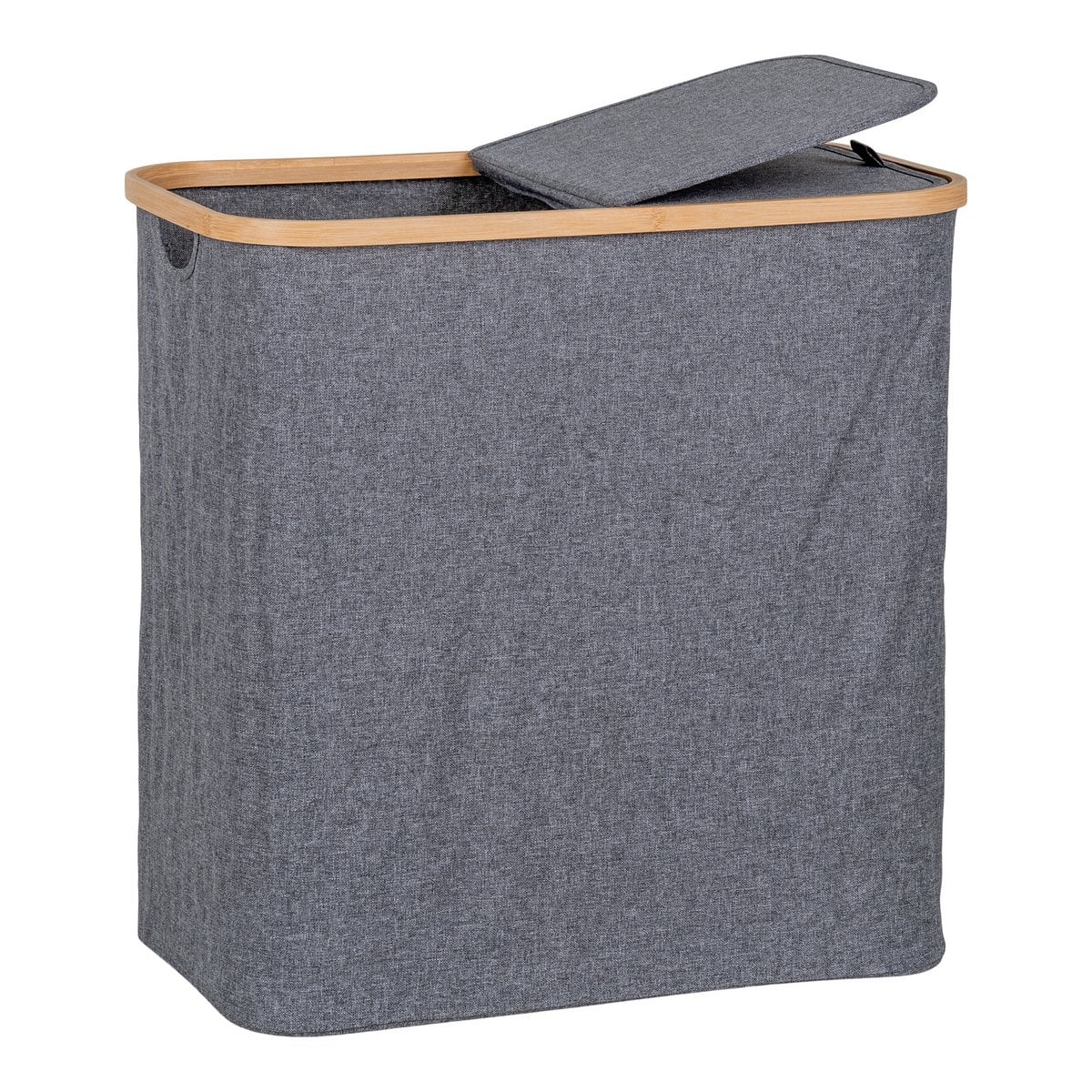Bamboo Laundry Basket - Dark Grey Textile Liner, 54 cm