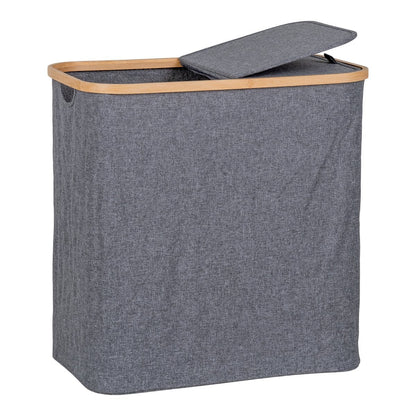 Bamboo Laundry Basket - Dark Grey Textile Liner, 54 cm