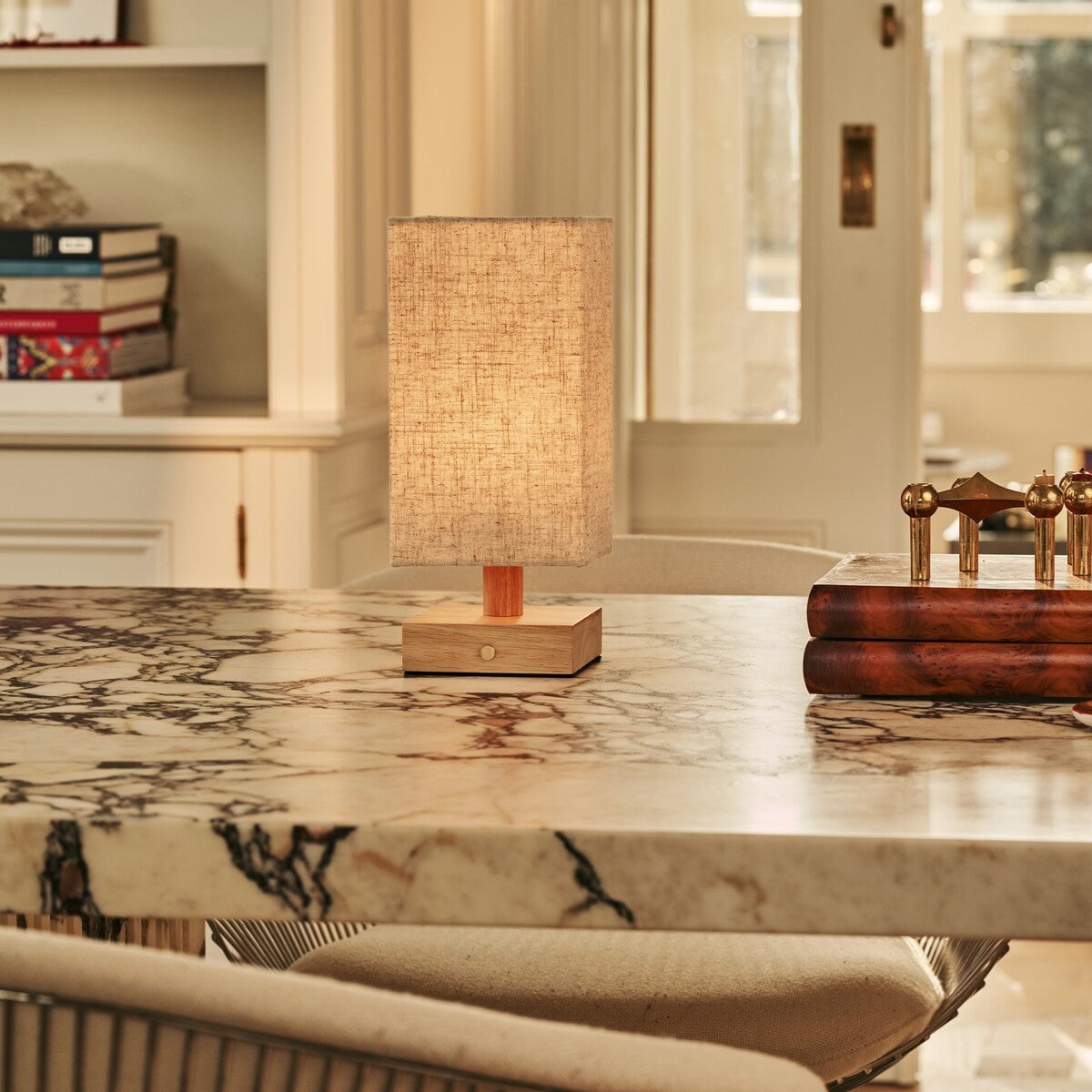 Bob Light Brown Cordless Wooden Table Lamp | Dimmable, Rechargeable & Up 100 Hours Battery Hours