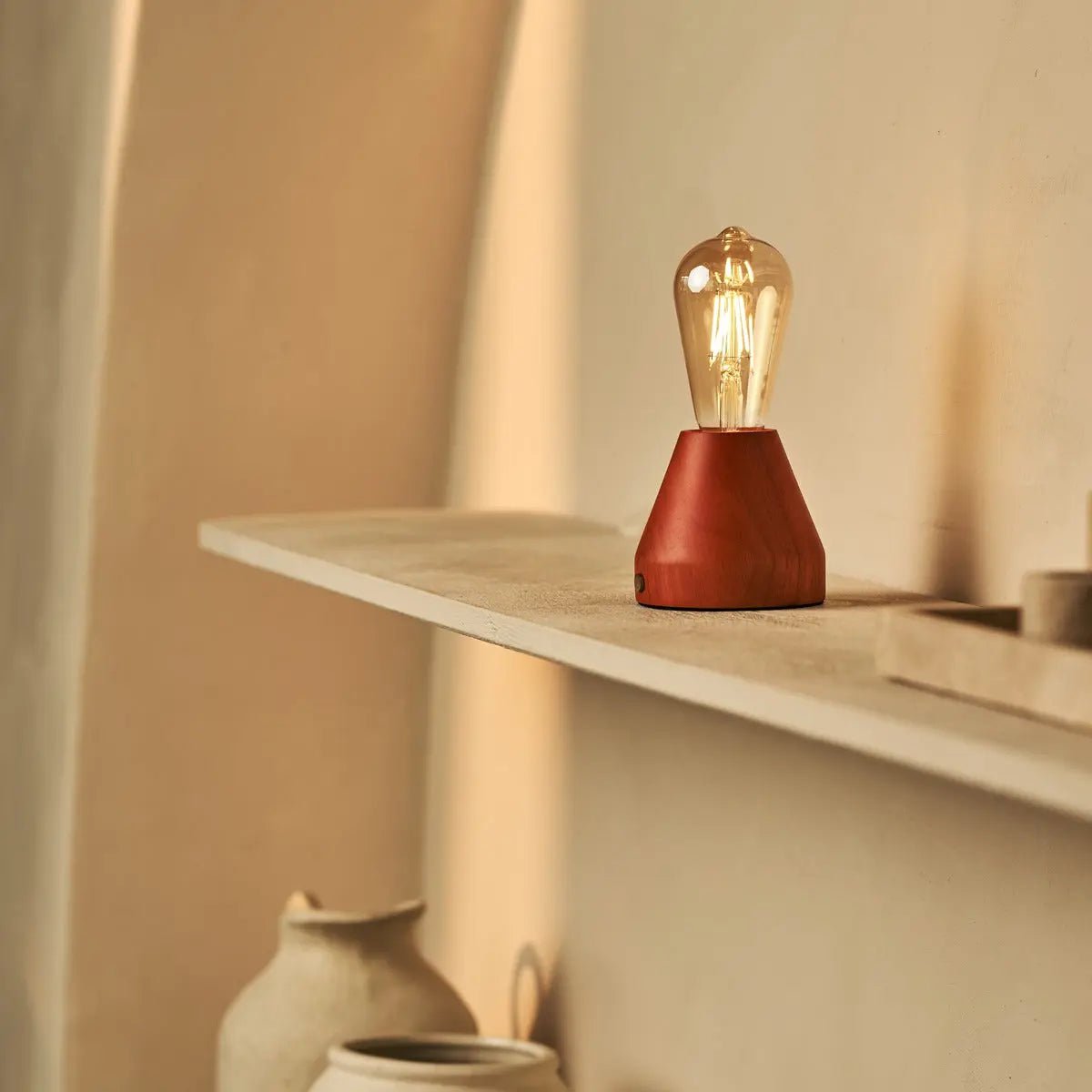 Zavi Chestnut Brown Rechargeable Table Lamp | LED, Cordless & 80-Hour Battery Life