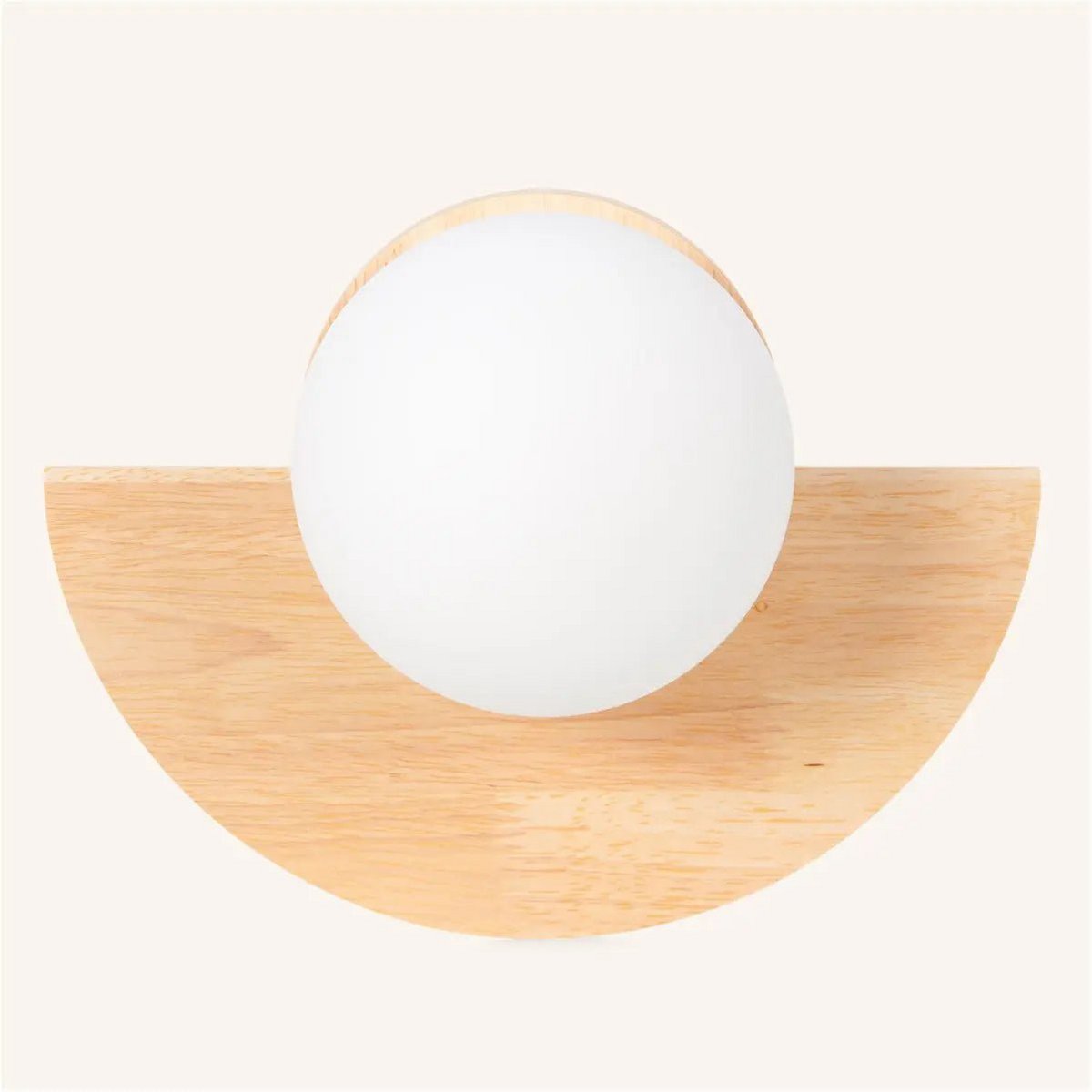 Cordless Wall Light – Light Brown Wood & Glass Rechargeable Lamp