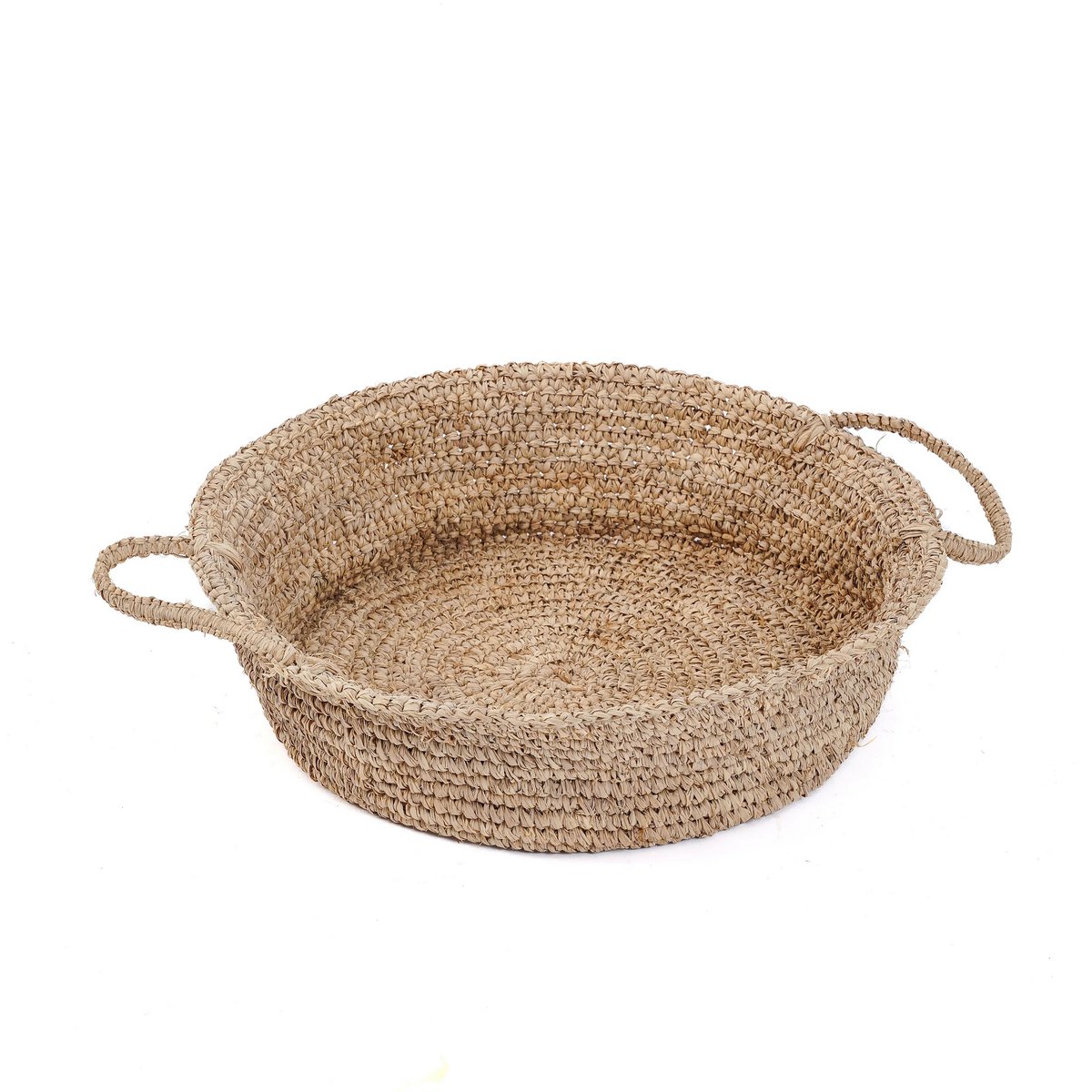 Raffia Basket Tray - Natural Woven Organizer
