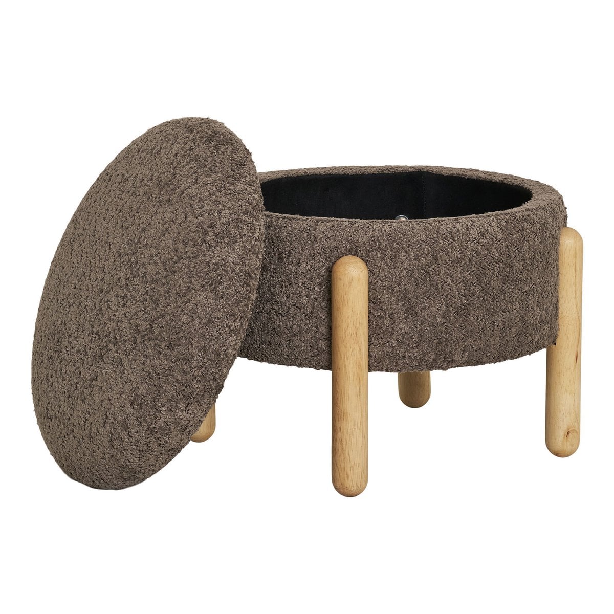 Bouclé Storage Pouf - Brown Nature