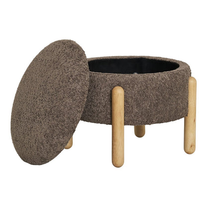 Bouclé Storage Pouf - Brown Nature