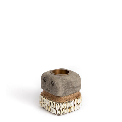 Sandstone Candle Holder - Hand-Carved Stone Sumba Style