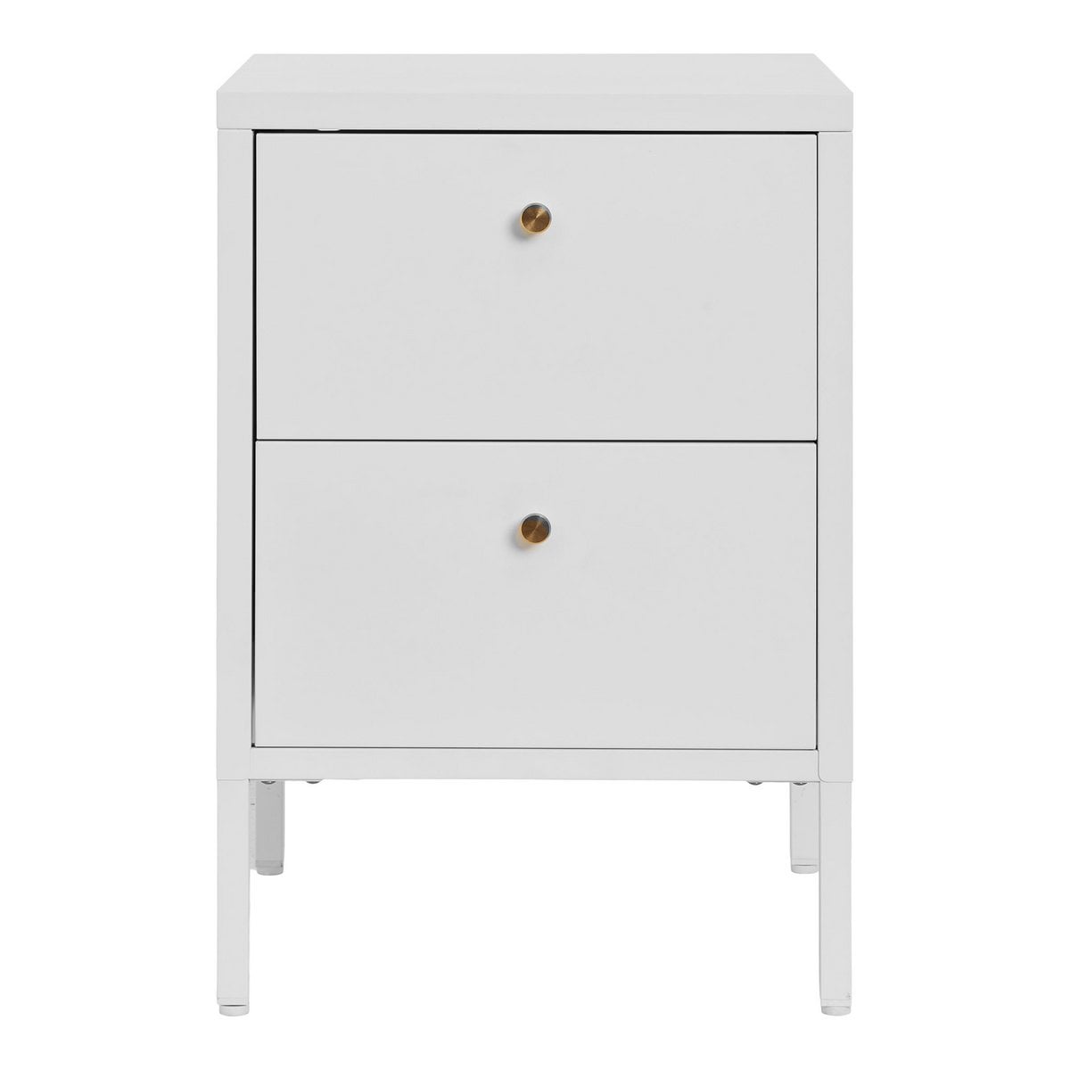 Steel Bedside Table - White 2-Drawer Chest for Bedroom Storage