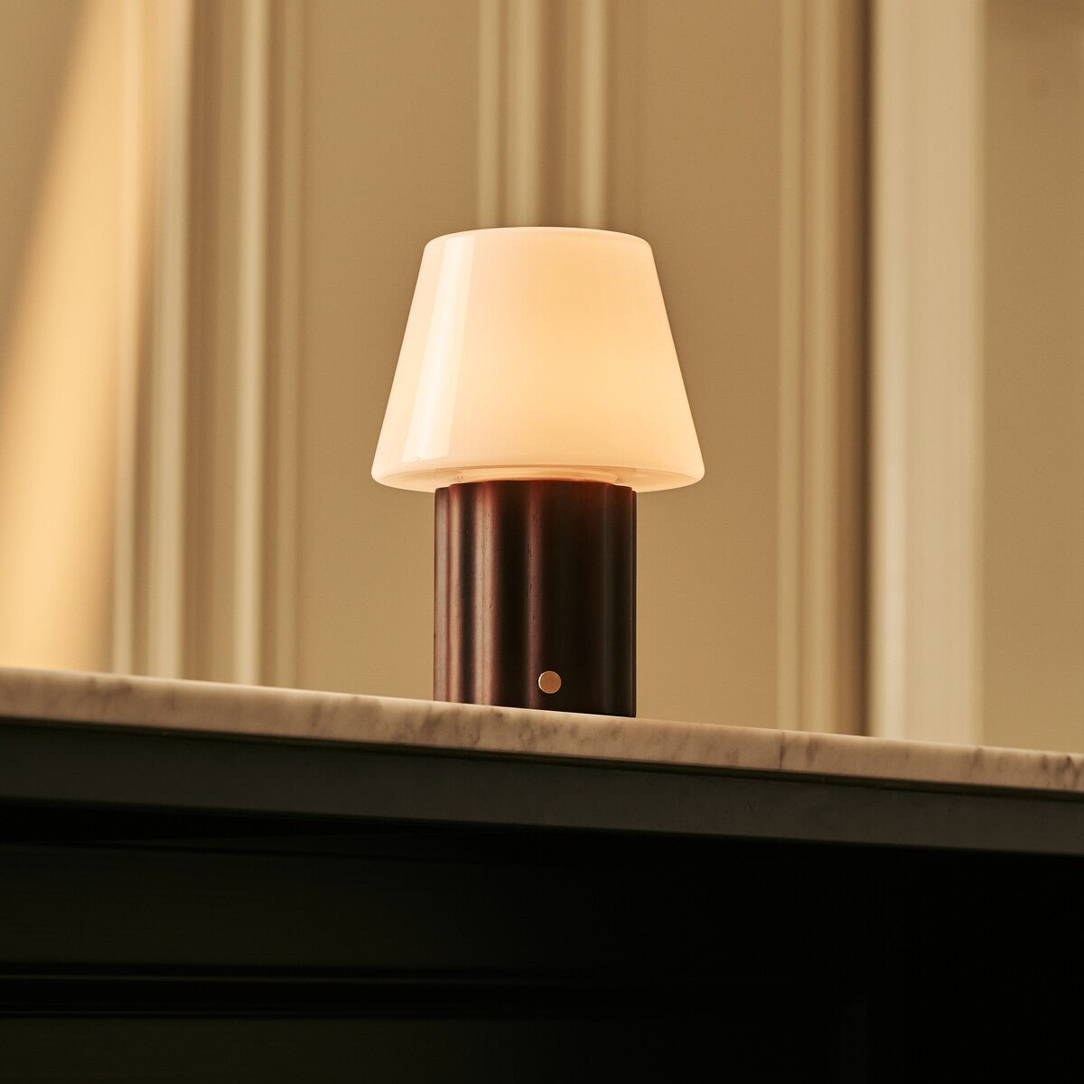 Javi Dark Brown Rechargeable Table Lamp | Versatile, Wood & Up to 100 Hours of Light