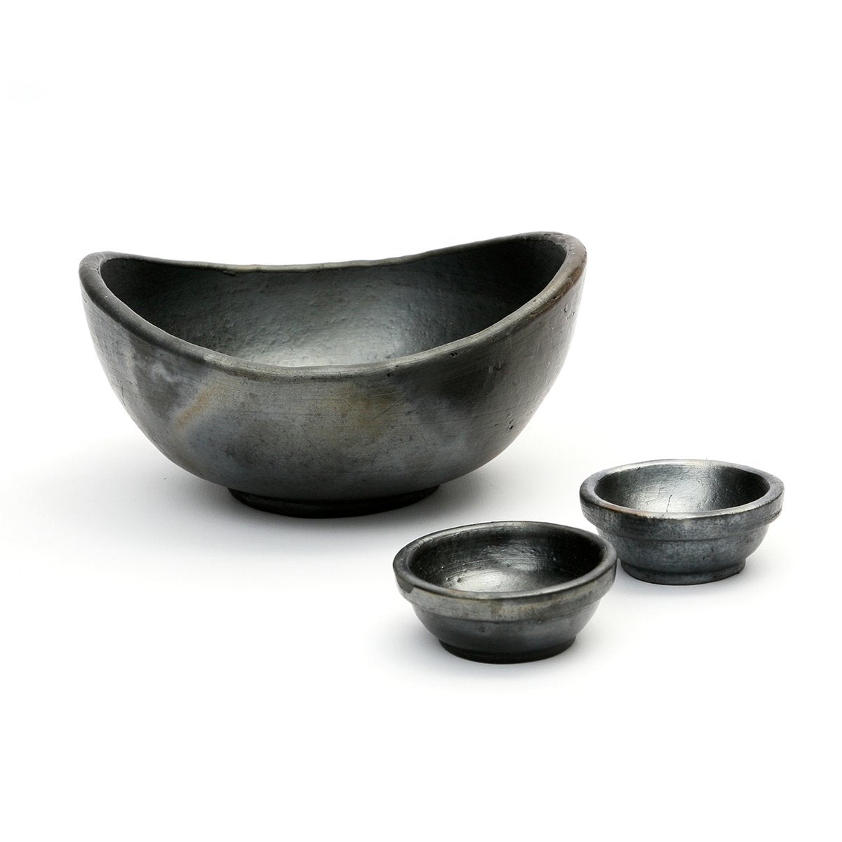 Terracotta Curved Bowls – Black Burned Finish, Set of 3