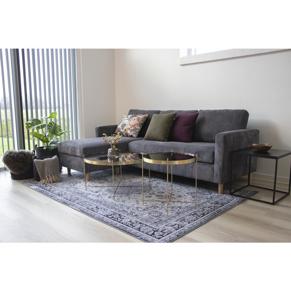 Steel Side Table - Black Melamine Top, Modern Bedside Table - 45cm
