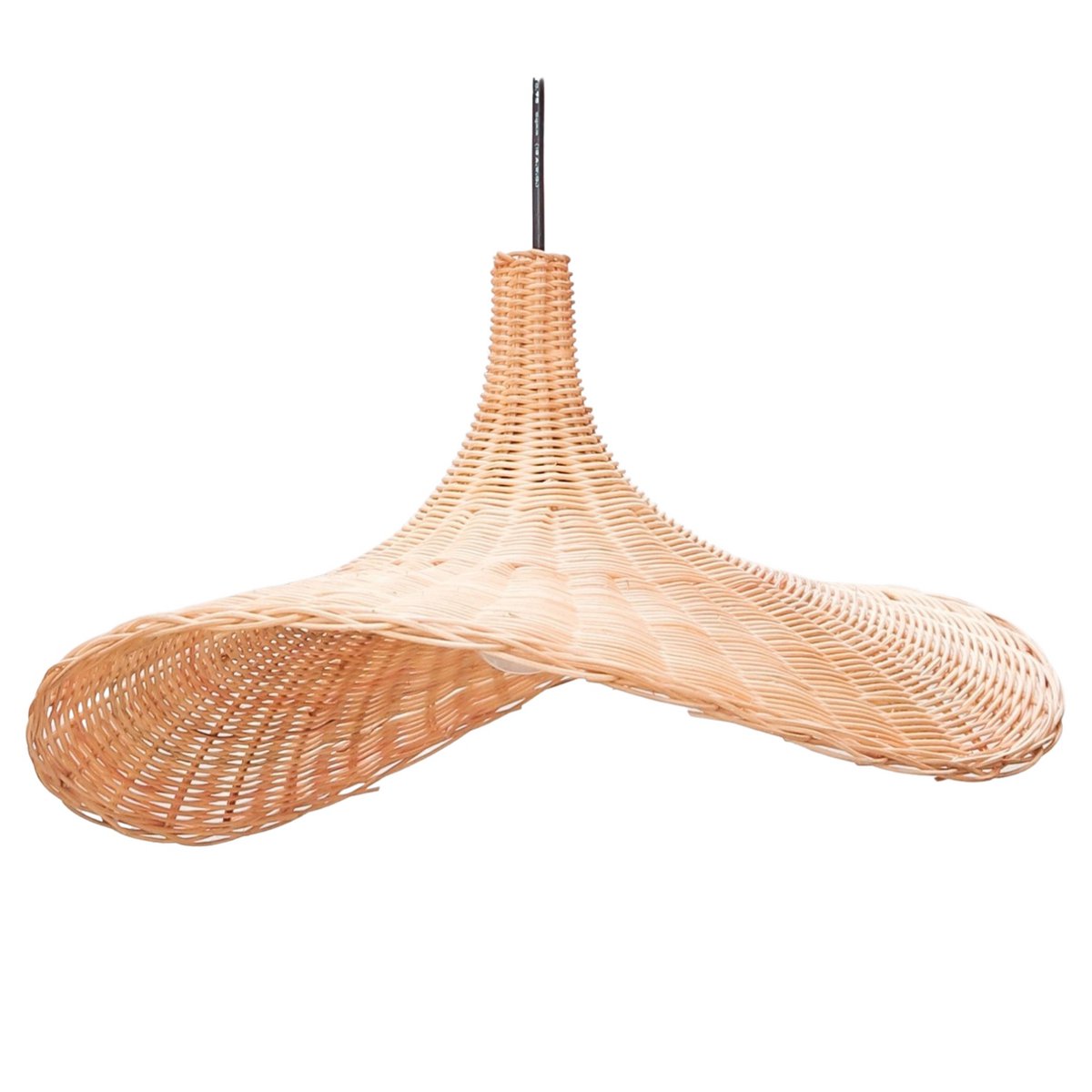 Rattan Pendant Light - Natural Funnel Lampshade, Handmade in Bali