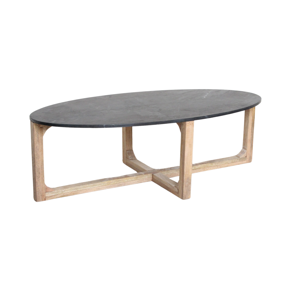 Oval marble coffee table - black - 120x60x38 cm