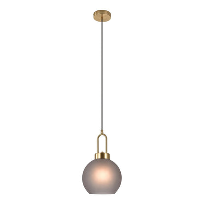 Luton Pendant - Brass, Mat Smokey Glass, Ø20 cm, 150 cm Fabric Cord