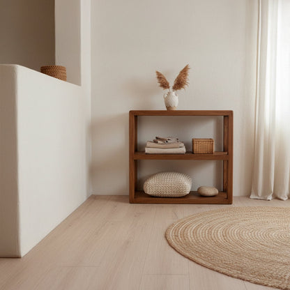 Étagère de rangement en bois de mangue Bullnose 3 étagères - 100x38x90 cm