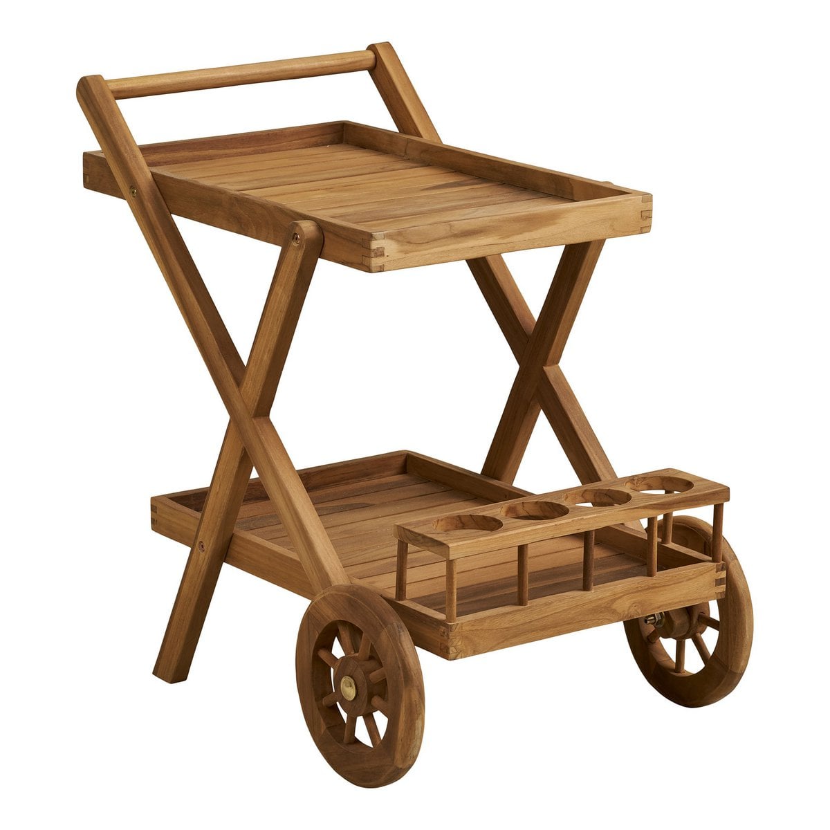 Teak Tea Trolley – Natural Wood Serving Cart, 86x50x81 cm