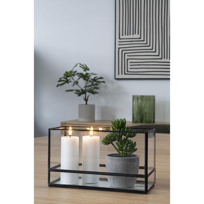 Hurricane Candle Holder - Black, Glass, Metal, 30x12x15cm