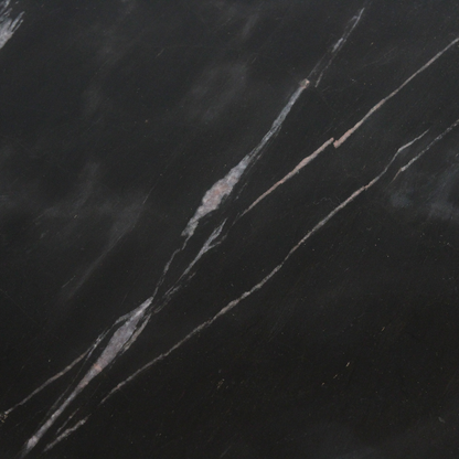 Marble Side Table - Black Mango Wood Accent Table, 40x40x50 cm