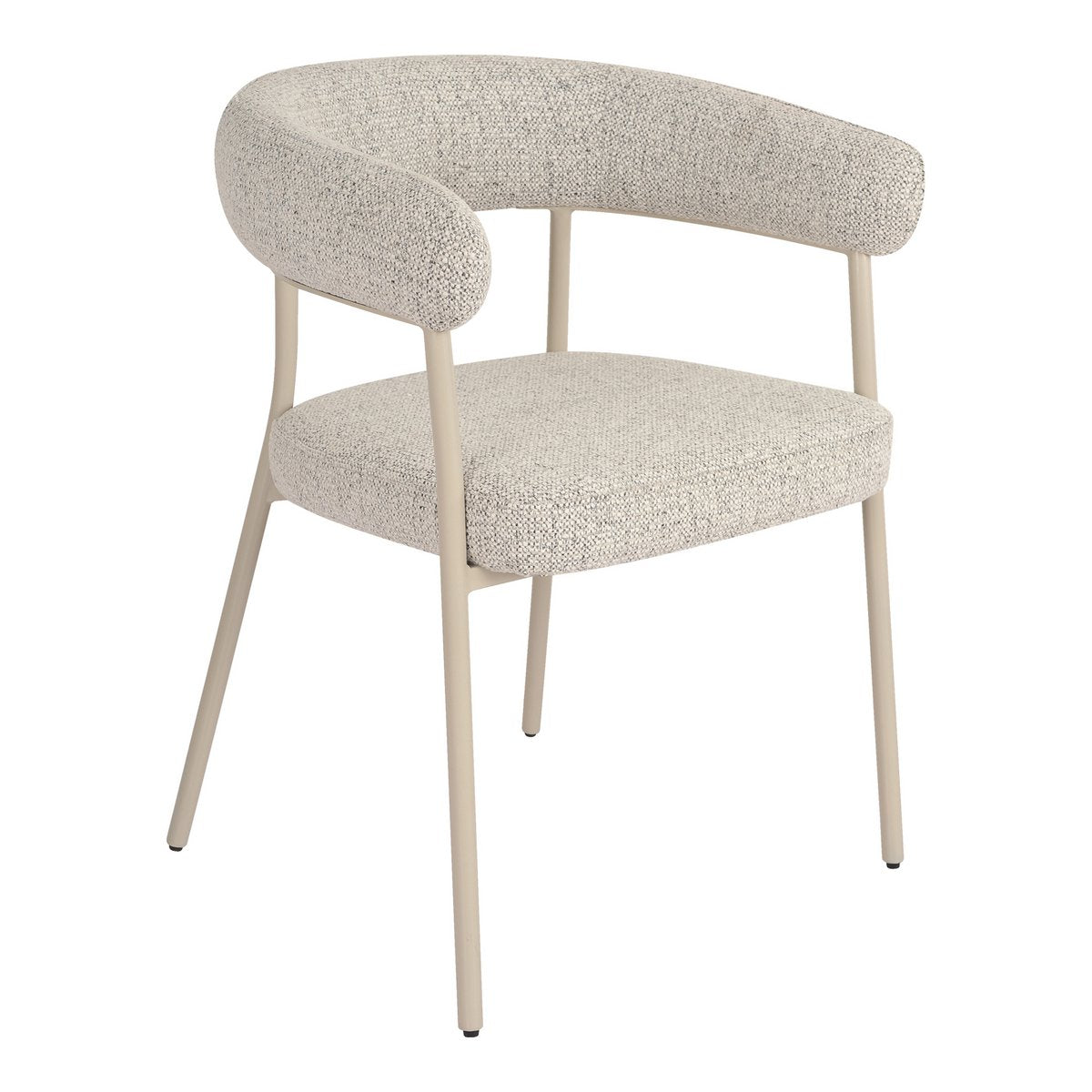 Sand Bouclé Dining Chairs - Modern Steel Frame, Set of 2