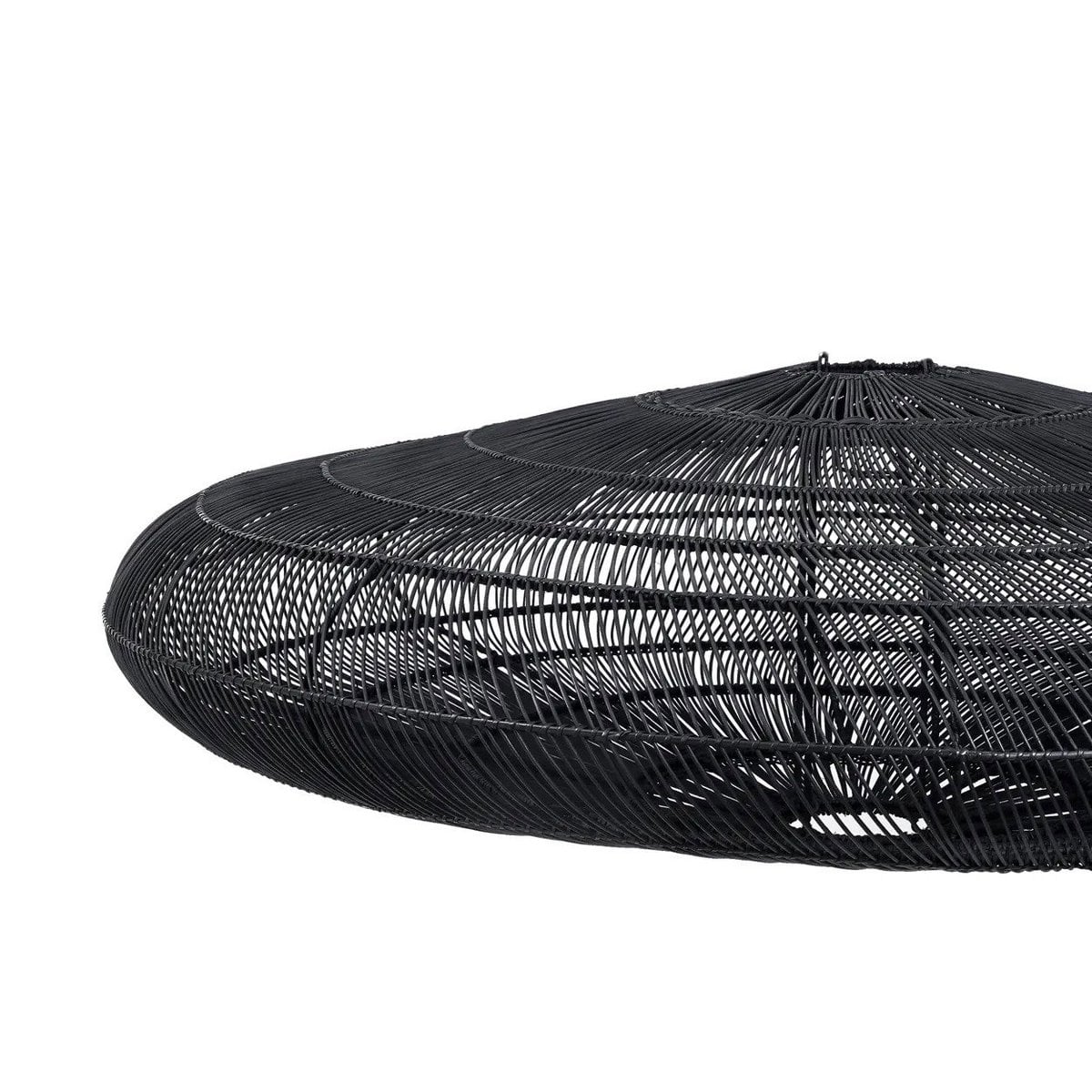 Rattan Pendant Light - XL Black Macaron Lamp for Indoor Lighting