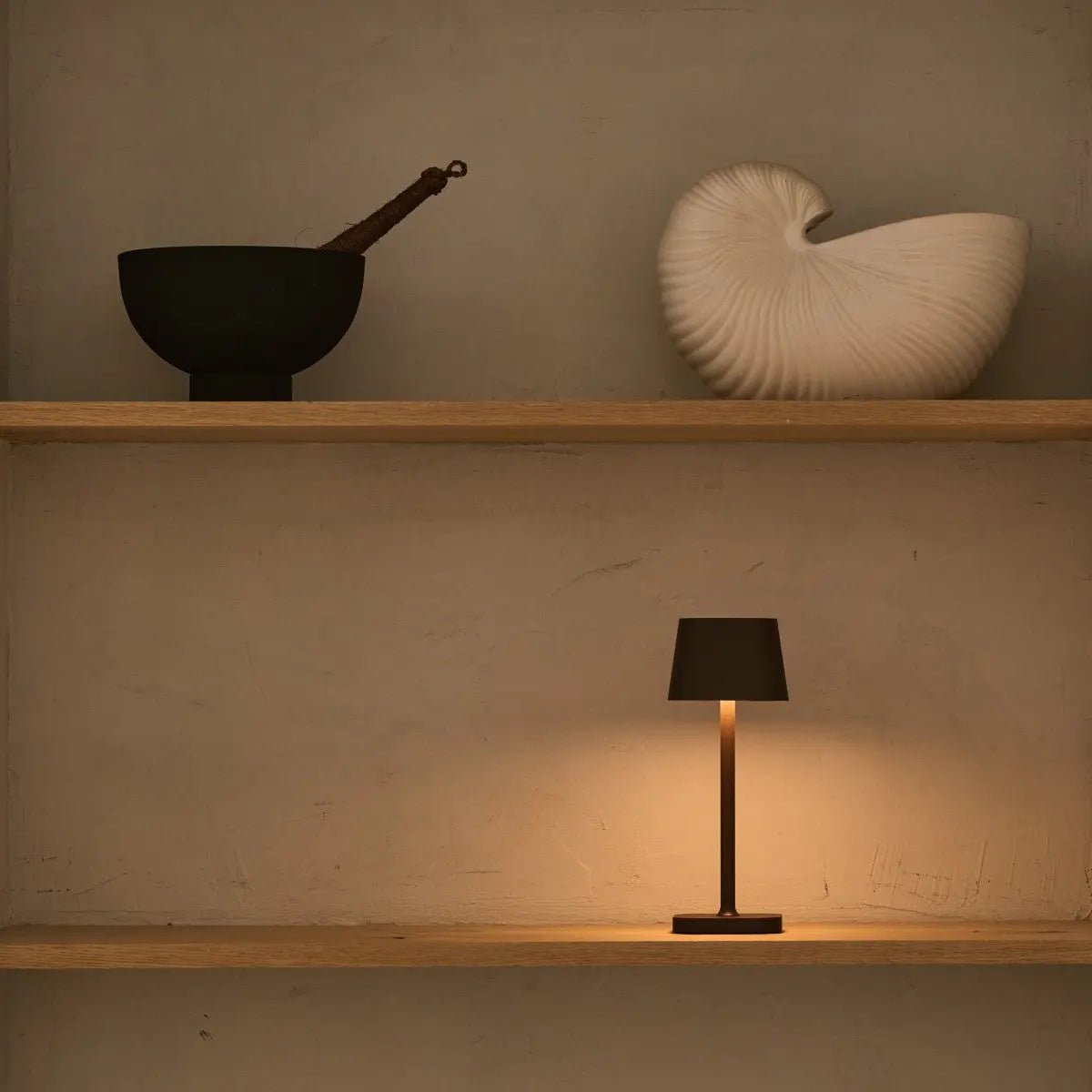 Cordless Table Lamp - Mocha Brown Rechargeable Dimmable Lamp