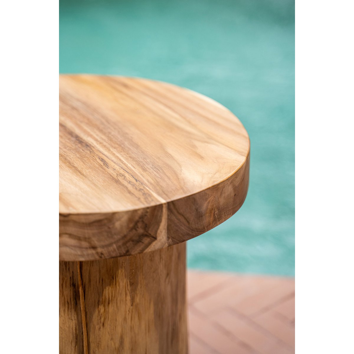 Solid Teak Wood Side Table - Organic Modern Accent Table - Natural