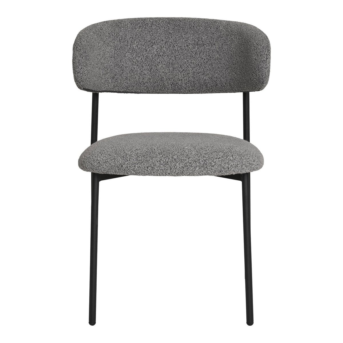 Bouclé Dining Chairs – Light Grey Modern Set of 2, 59cm Wide