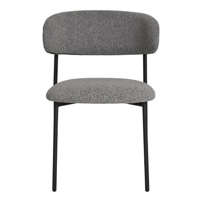 Bouclé Dining Chairs – Light Grey Modern Set of 2, 59cm Wide