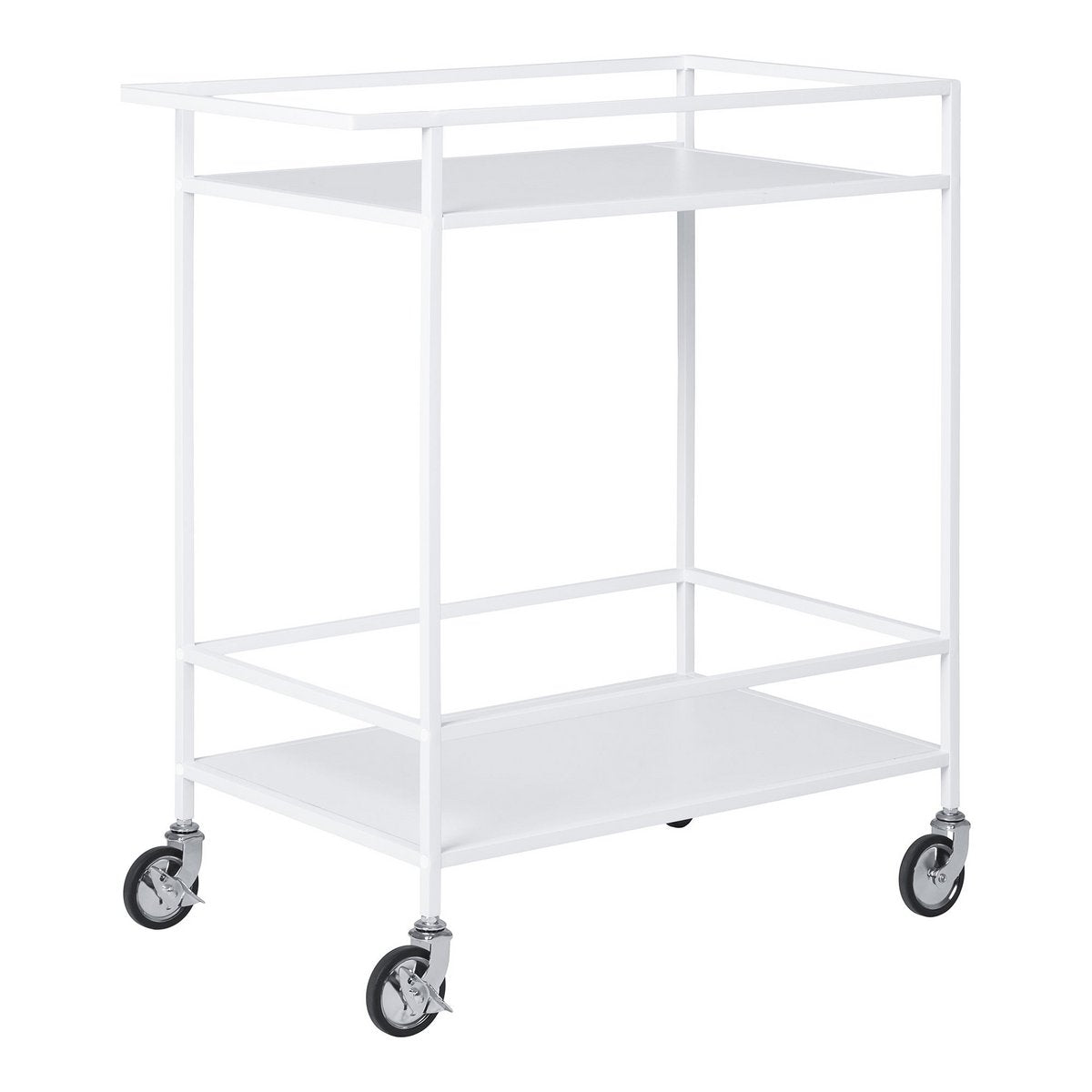 Steel Bar Trolley - White Serving Cart, 68x40x79 cm