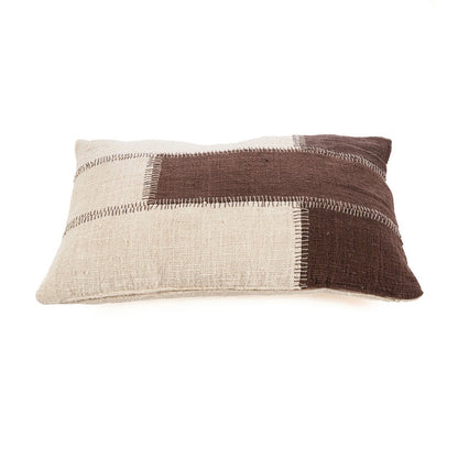 Cotton Patchwork Cushion Cover - Natural Brown, 50x70 cm
