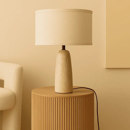 Marble Table Lamp with Cotton Shade – Elegant Design
