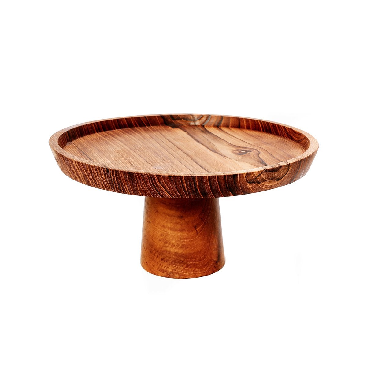 Teak Wood Cake Stand - Rustic Dessert Plate, Medium
