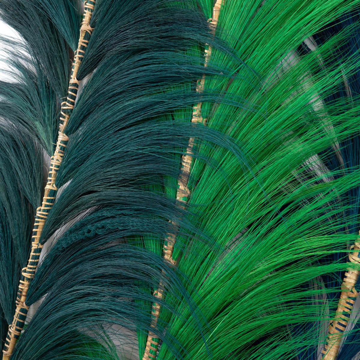 Bamboo Standing Decoration - Emerald Green Leaf Branch