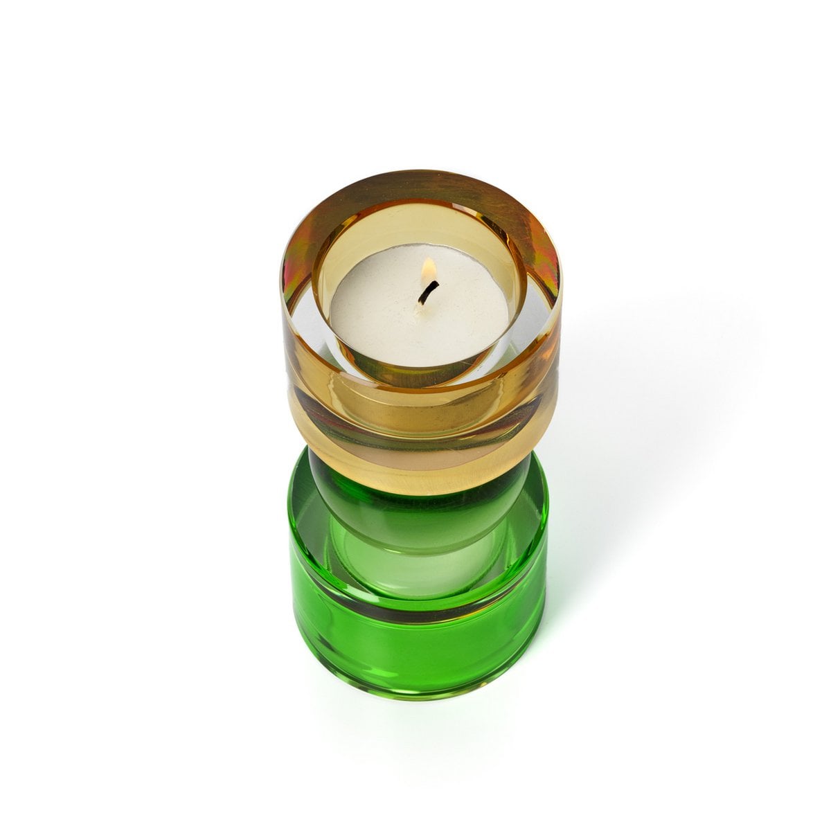 Recycled Glass Tea Light Candle Holder - Low Solar Jewel Design