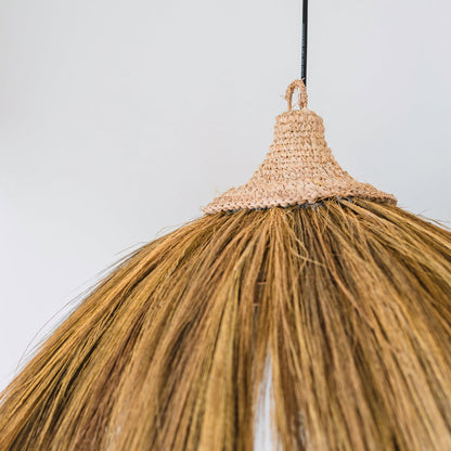 Seagrass Pendant Light - Natural Boho Lampshade with Fringes, 53cm