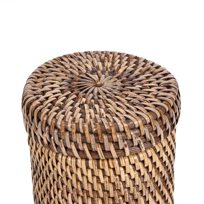 Rattan Storage Canister – Natural Brown Woven Jar with Lid