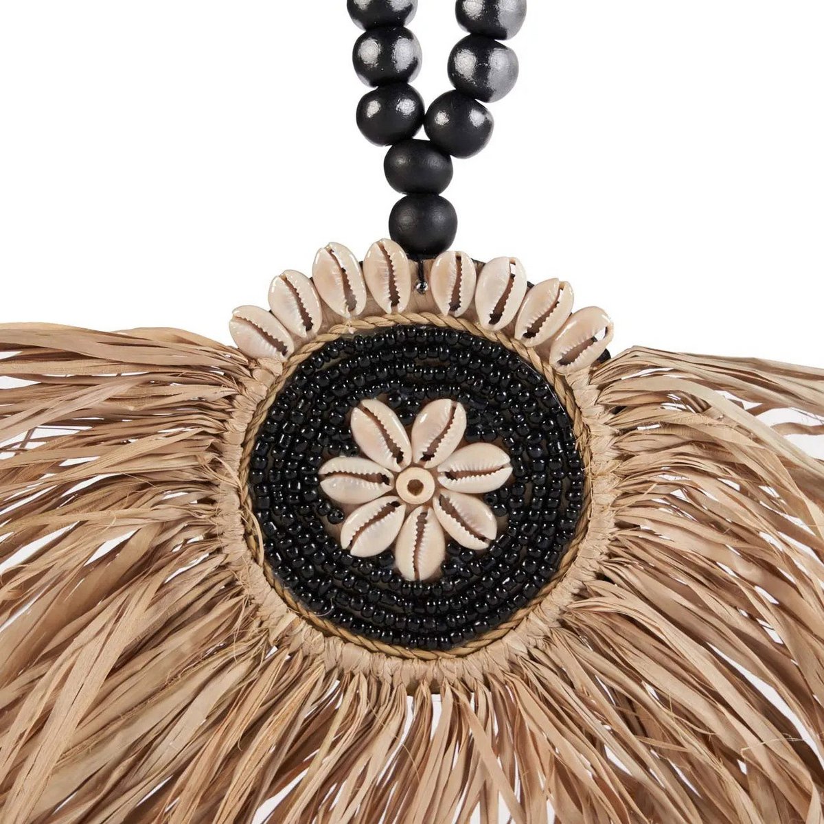 Handcrafted Raffia Mahkota Tassel Decorative Accent - Natural Black