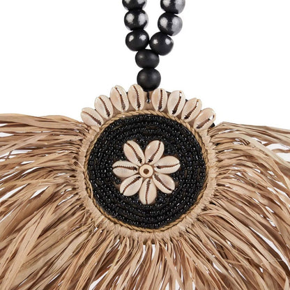 Handcrafted Raffia Mahkota Tassel Decorative Accent - Natural Black