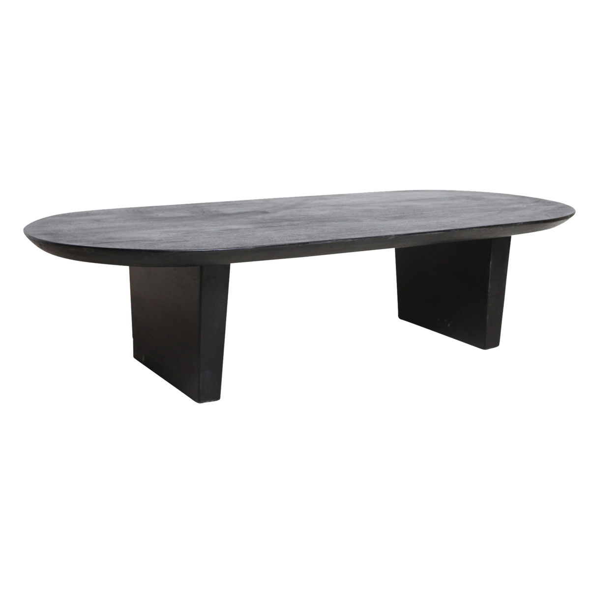 Mango Wood Coffee Table - Black Bullnose Design
