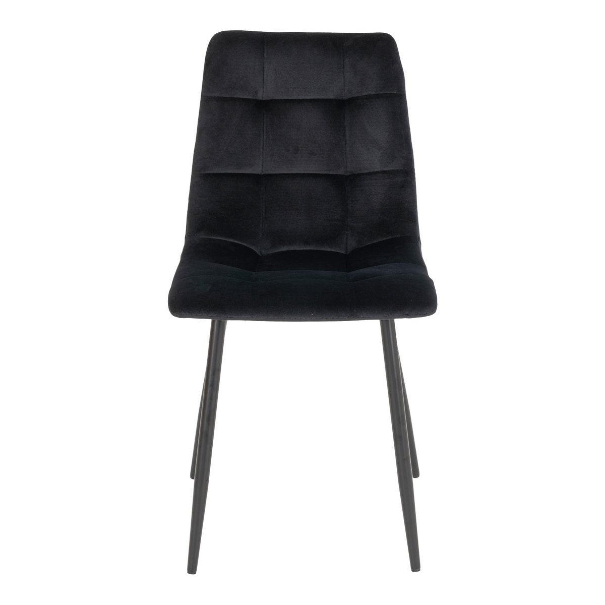 Velvet Dining Chairs - Black Steel Frame, Set of 2