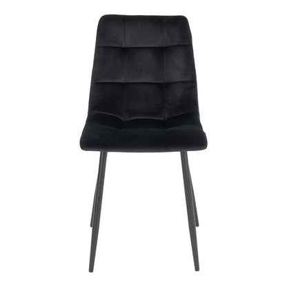Velvet Dining Chairs - Black Steel Frame, Set of 2