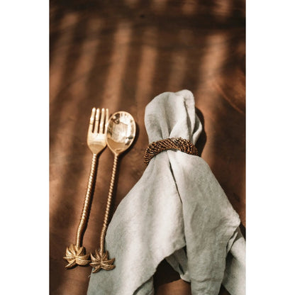 Brass Salad Spoon - Gold Palm Tree Design, Elegant Serveware