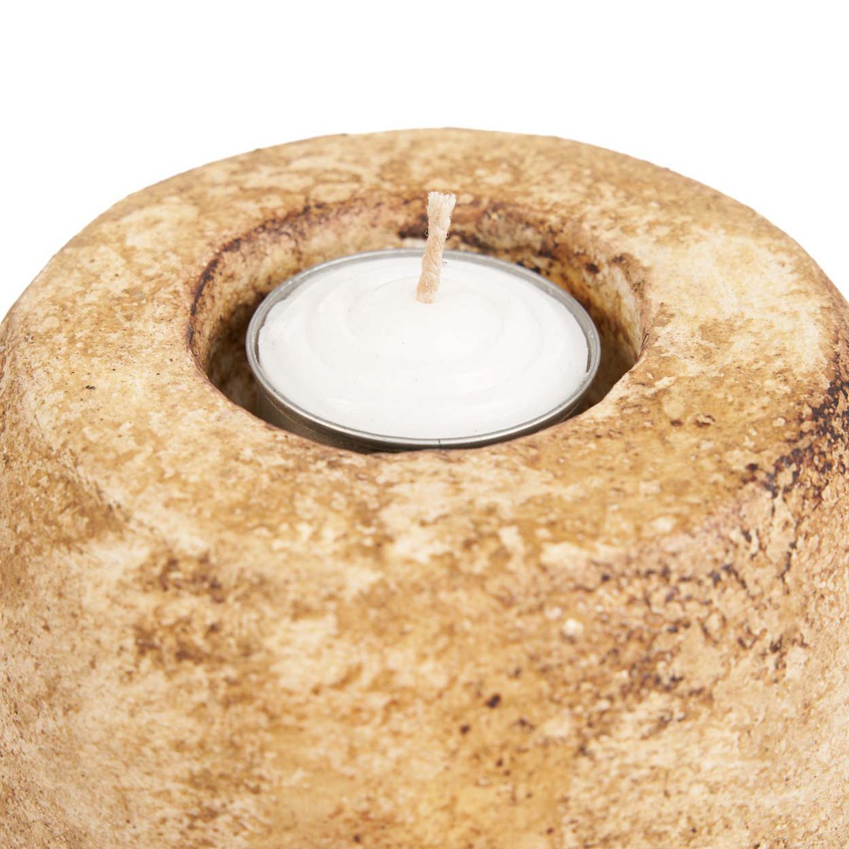 Terracotta Tea Light Candle Holder - Cream Cavestone Design