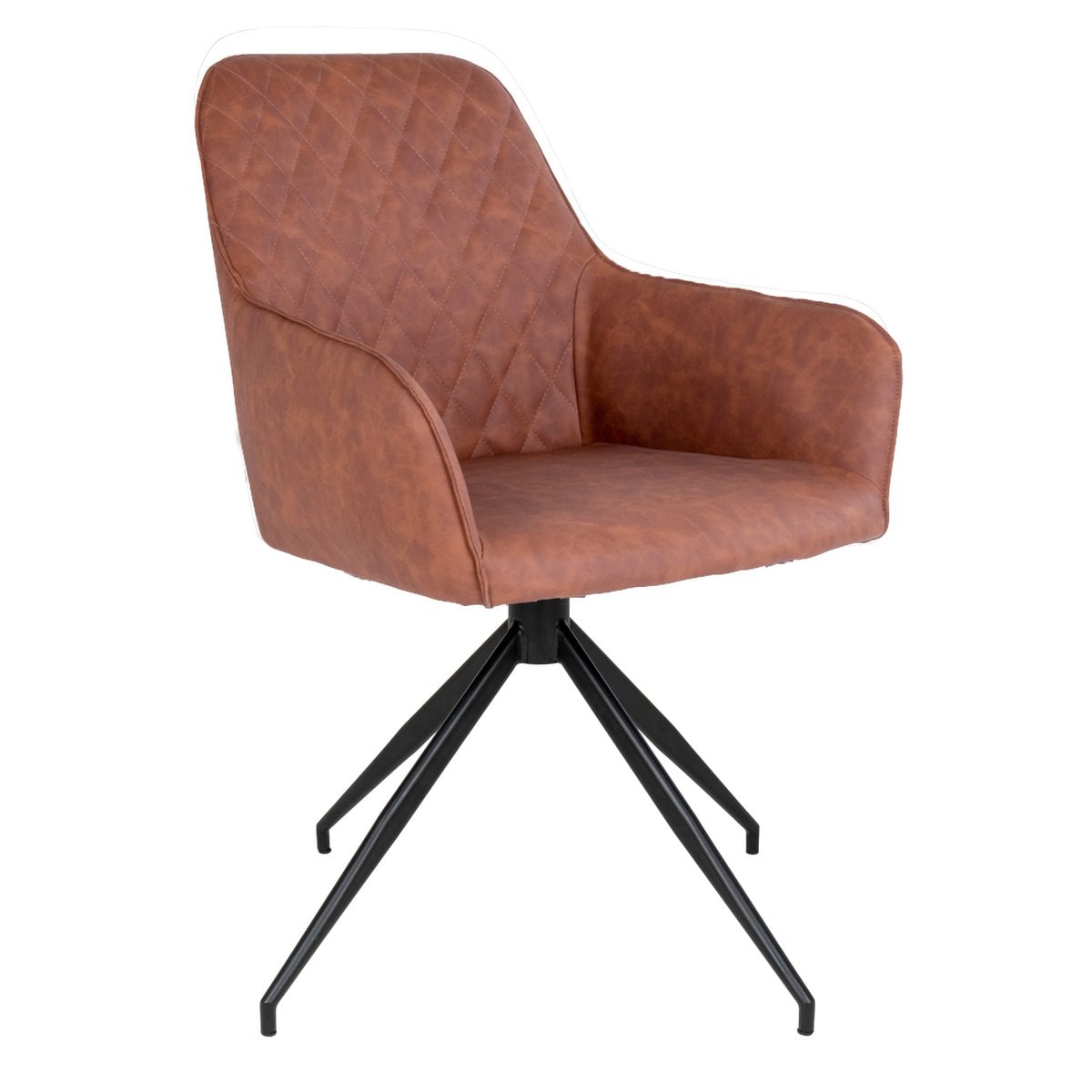 Harbo Dining Chair with Swivel - Steel, PU, Plywood, Brown