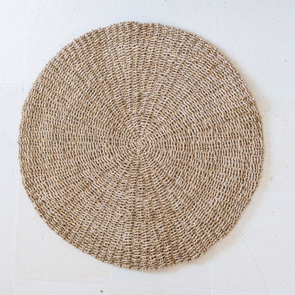 Seagrass Rug Round – Handwoven Boho Rug, Natural Beige – 100/120 cm