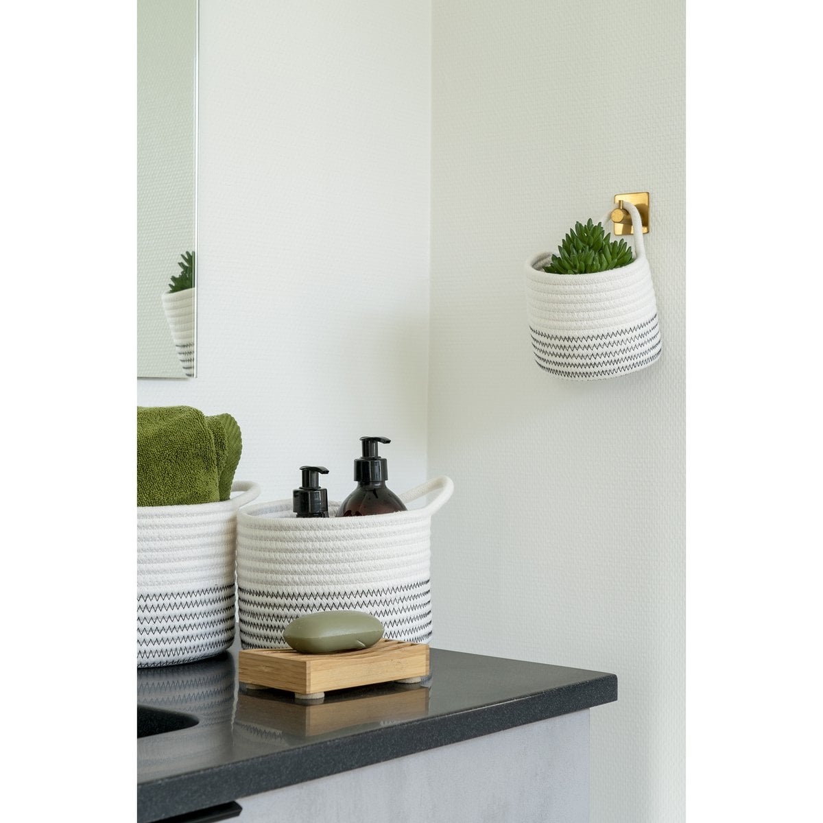 Algar Baskets - Cotton, White/Grey - Set of 3