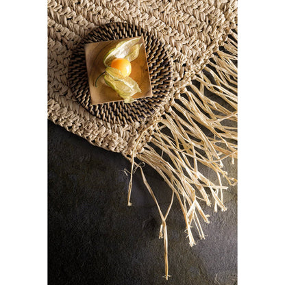 Raffia Placemat with Fringe - Rectangular Natural Placemat