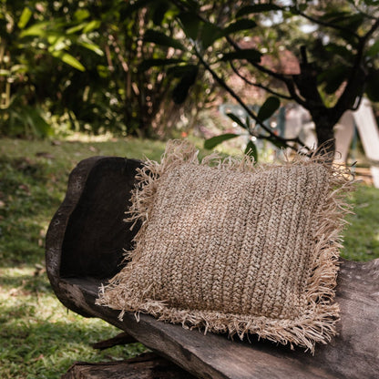 Hand-Knotted Raffia Throw Pillow - Decorative Sofa Cushion, 40x40 & 50x50cm